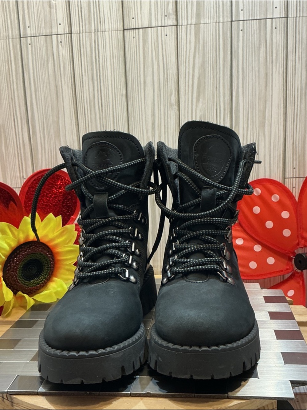 Pajar Black Lace-Up Chunky Sole Boots